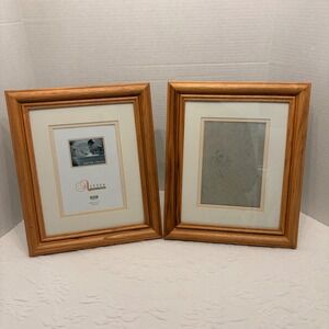Alyssa Solid Oak Picture Frames Set of 2 Wood 8x10 Matted to 5x7 Tabletop Wall